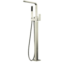 Modern National Chao Square Floor Mixer with Hand Shower Brushed Nickel | The Blue Space