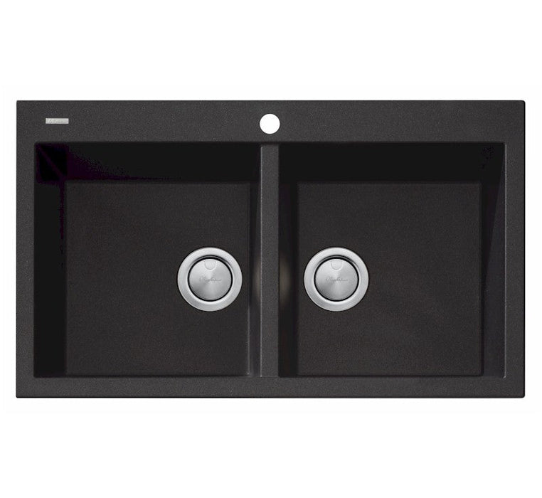 Oliveri Santorini black double bowl topmount sink 1TH - The Blue Space