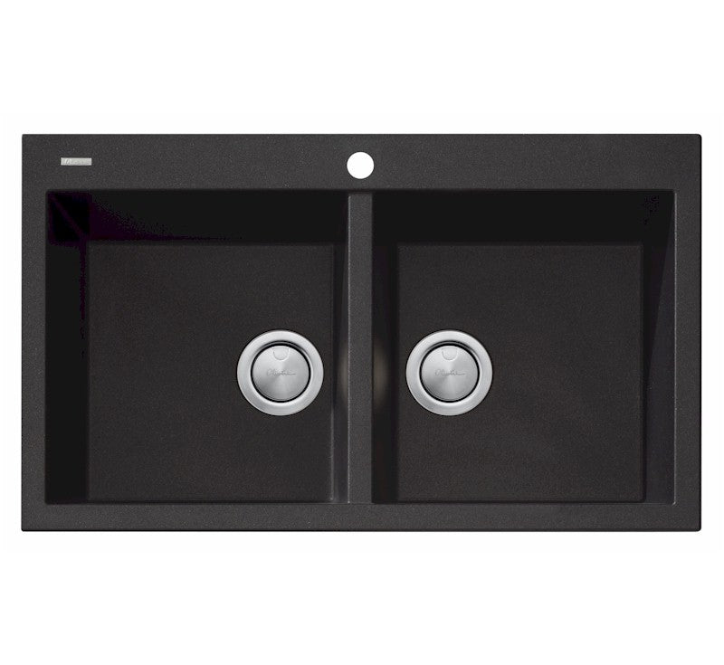 Oliveri Santorini Black Double Bowl Topmount Sink — The Blue Space