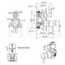 Technical Drawing - Meir Round Diverter Mixer - Tiger Bronze Gold