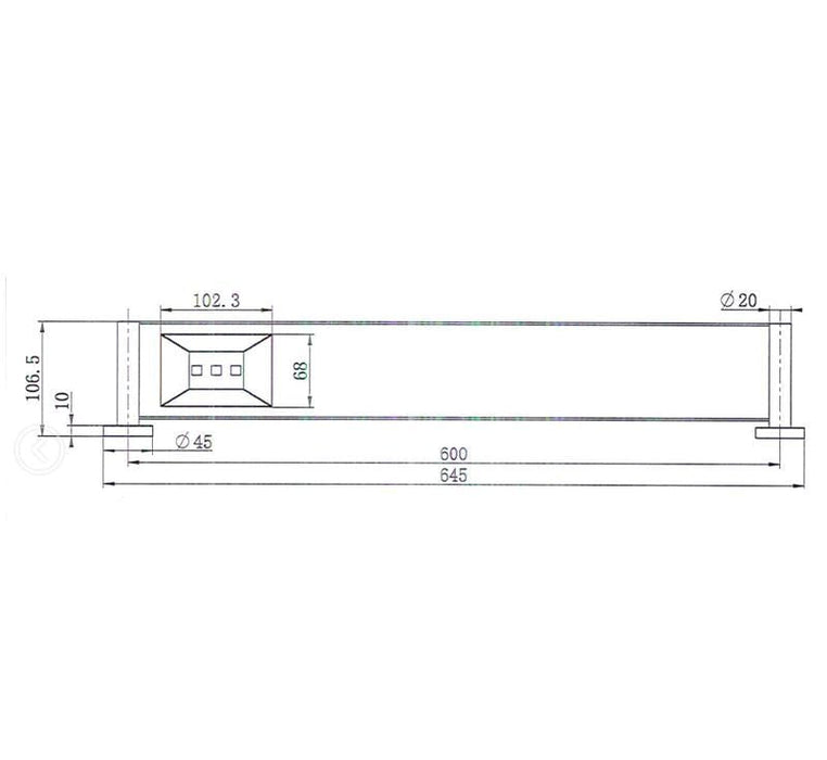 Technical Drawing: Mirage Metal Shelf Chrome