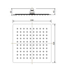 Technical Drawing: Square Rain Shower Head Stainless Steel 300 x 300mm Black