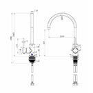 Technical Drawing: Star Mini Kitchen Mixer PVD Champagne