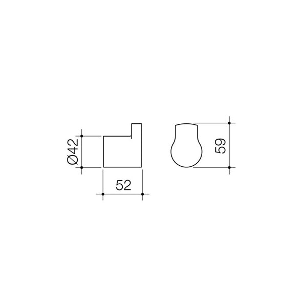 Caroma Urbane Robe Hook Technical Drawing - The Blue Space