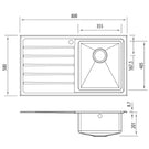 Technical Drawing: Oliveri Apollo single bowl sink with drainer 1TH LH Drainer