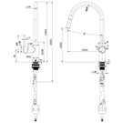 Technical Drawing: Star Mini Pull Out Kitchen Mixer Chrome