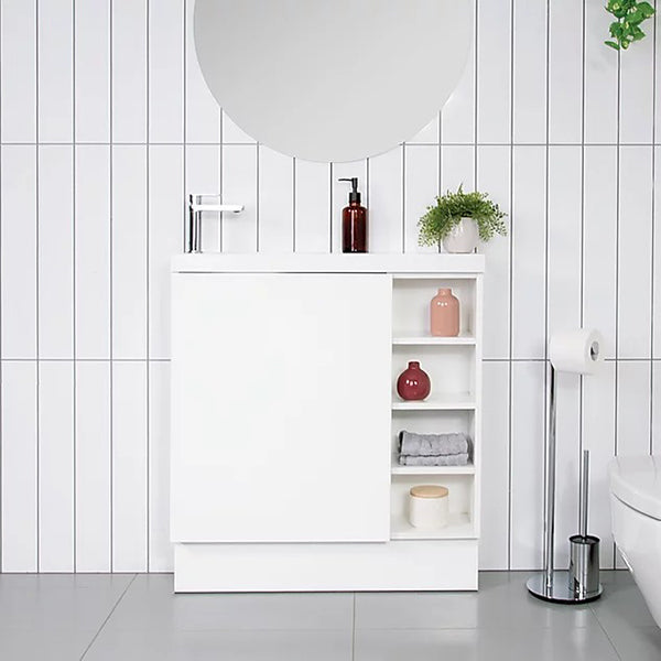 ADP Petite Shelf Freestanding Bathroom Small Vanity with Kickboard - The Blue Space