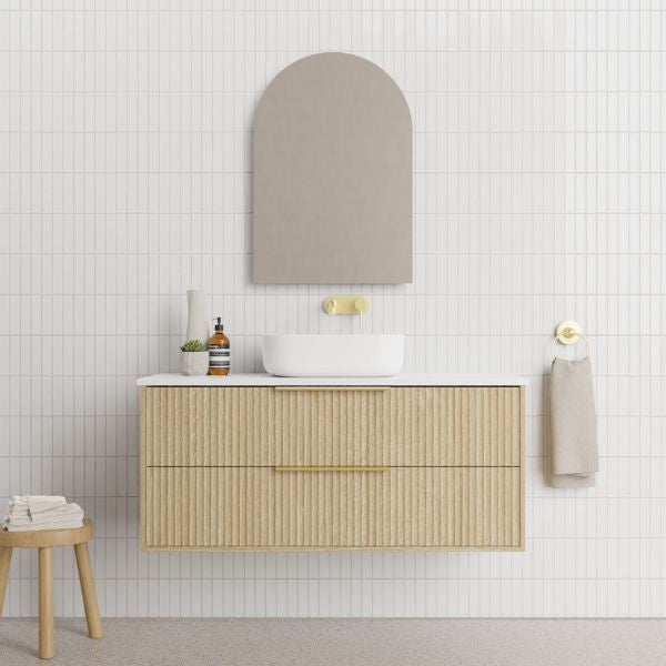 Marquis Lake Wall Hung Vanity 1200mm Centre basin in Prime Oak Finish- The Blue Space