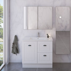 Timberline Nevada Classic Freestanding Vanity 900mm with Alpha Ceramic Top in White Gloss - The Blue Space