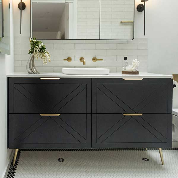 Timberline Sutherland House Farmhouse Freestanding Vanity 1500mm Black Satin Finish - The Blue Space